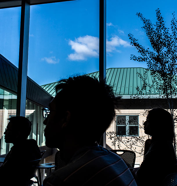 Students in silhouette