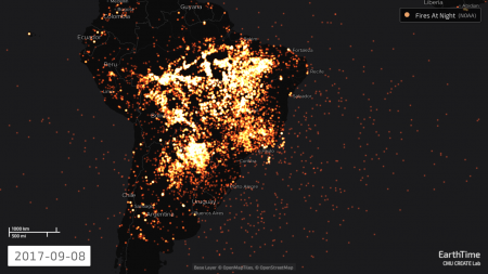 Earthtime Amazon night fires image