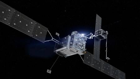 A satellite floating in space